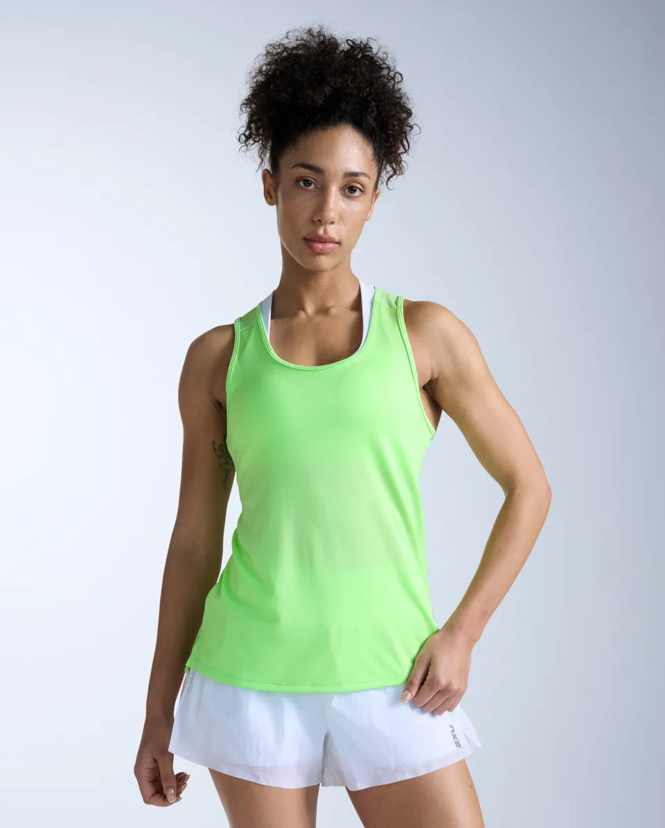 2xu-aero-singlet-donna-verde-canotta-running-slim-traspirante image 1