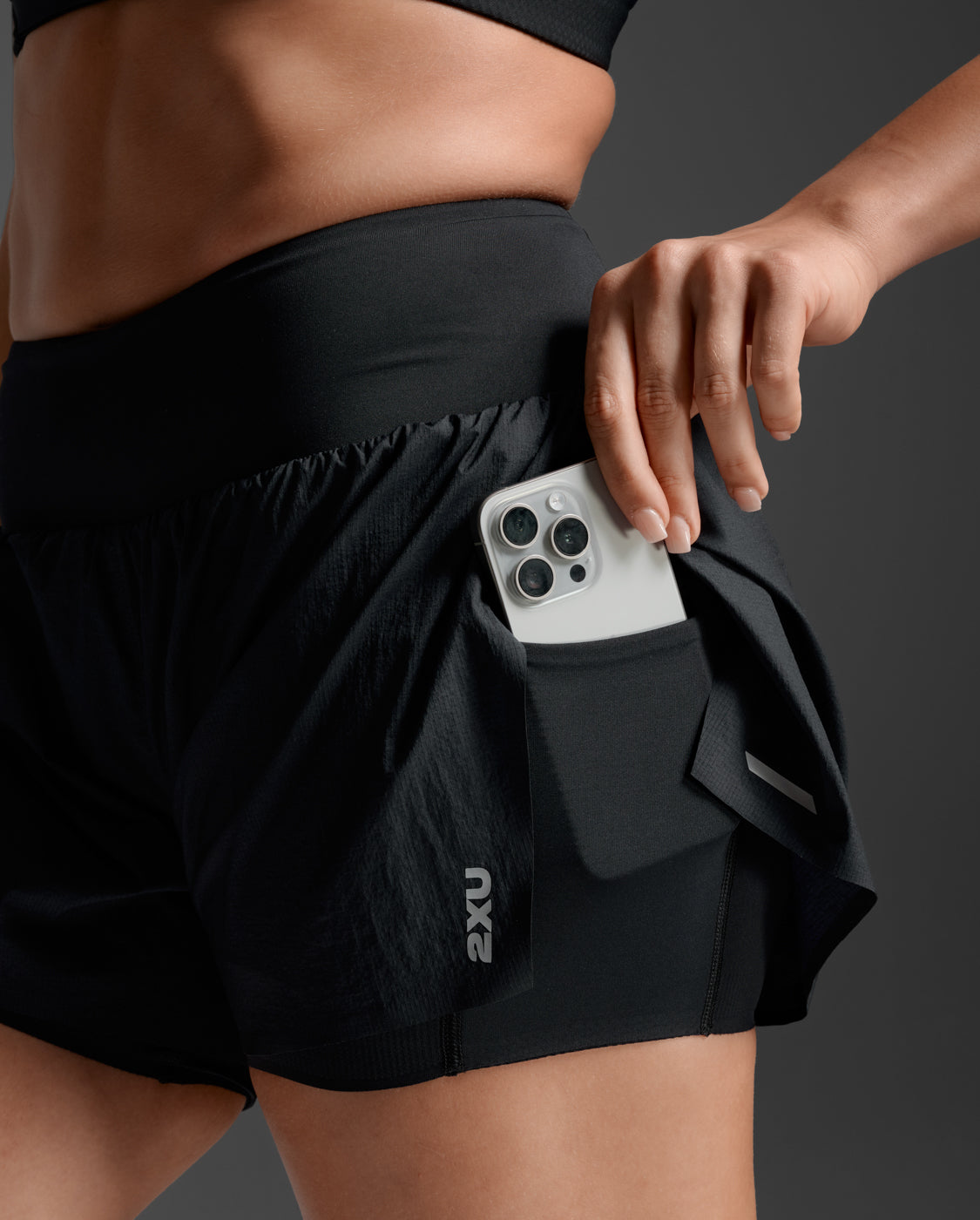 2xu-aero-hi-rise-2-in-1-shorts-3-pollici-donna-nero image 7