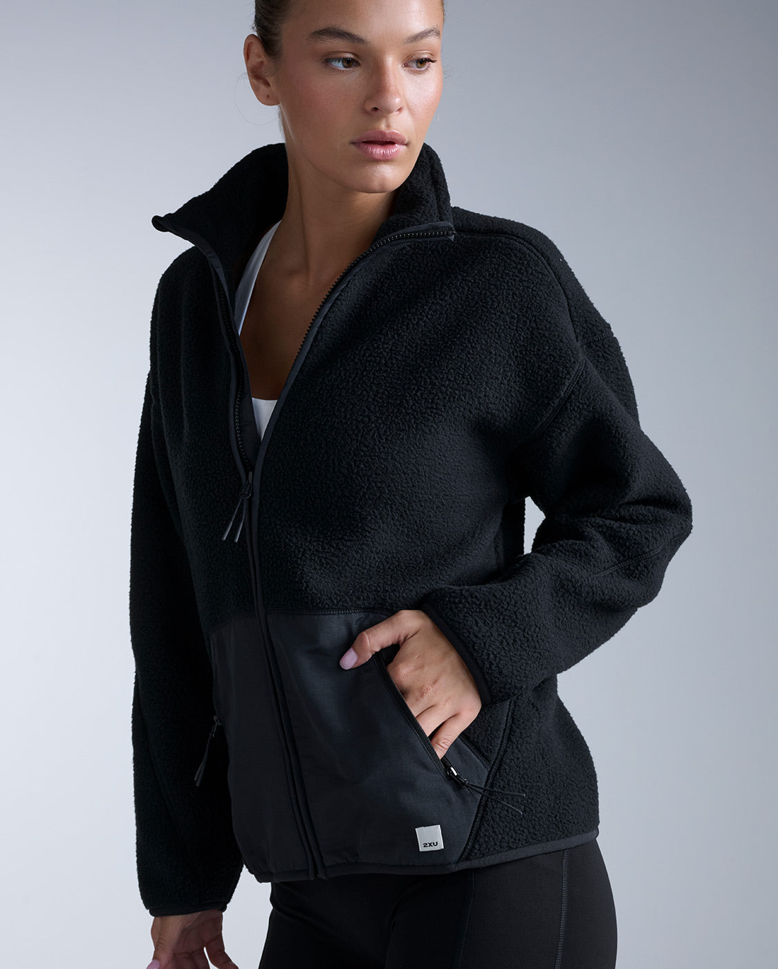 2xu-sherpa-zip-fleece-pile-full-zip-donna-nero image 8