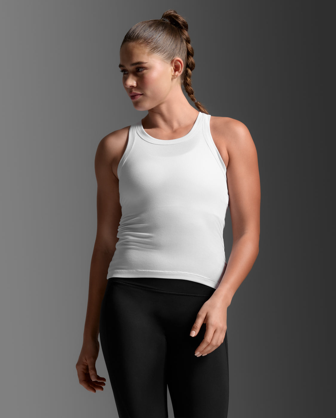 2xu-fluid-modal-ribbed-tank-canotta-costina-bianca image 3