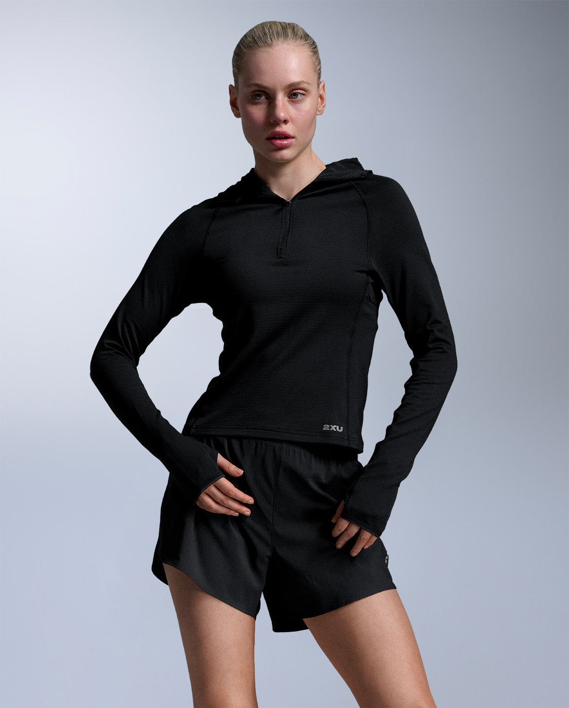 2xu-ignition-grid-1-2-zip-hoodie-donna-nero-termica-thermolite image 5