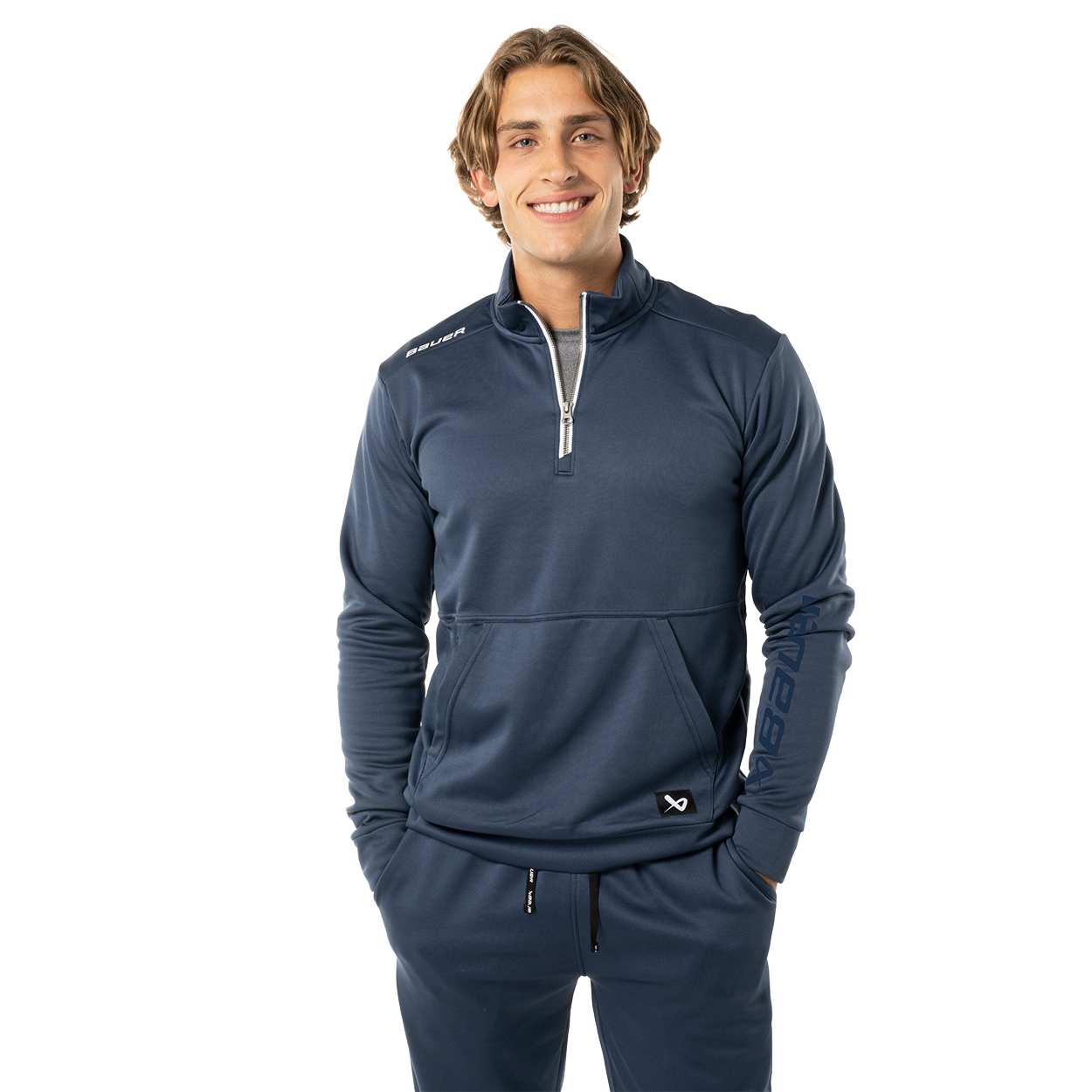 bauer-team-fleece-felpa-hockey-senior-con-mezza-zip image 5