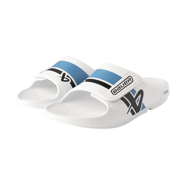 bauer-oofos-sport-flex-slide-senior-ciabatte-recupero-bianco-blu image 1