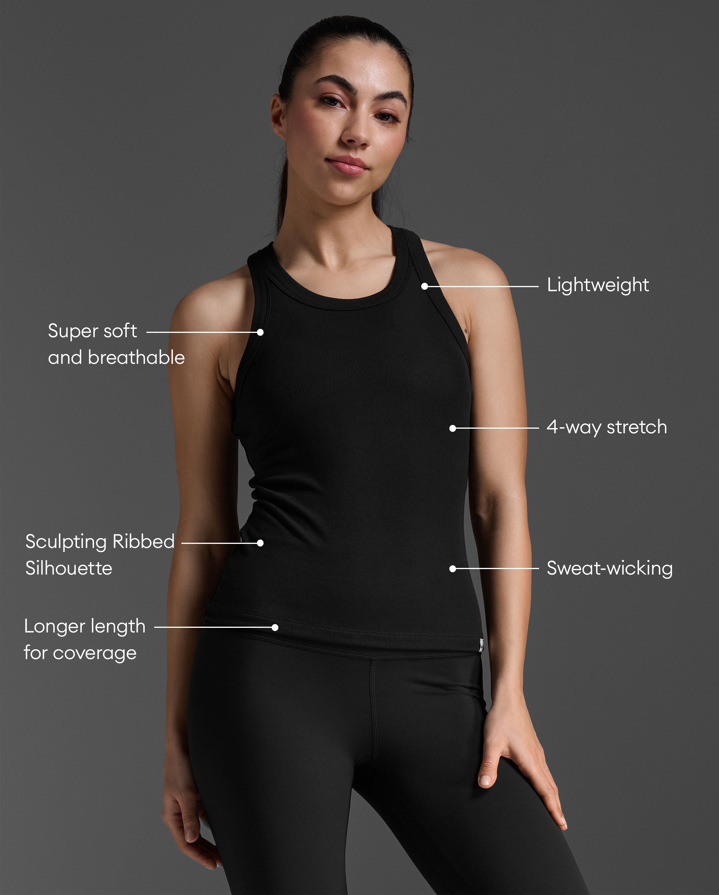 2xu-fluid-modal-ribbed-tank-canotta-nero-fitted image 2