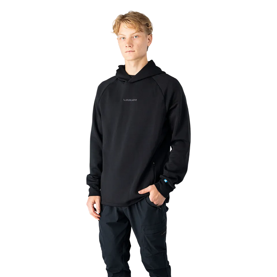 bauer-travel-hoodie-senior-felpa-con-cappuccio-nero-innovation-series image 1