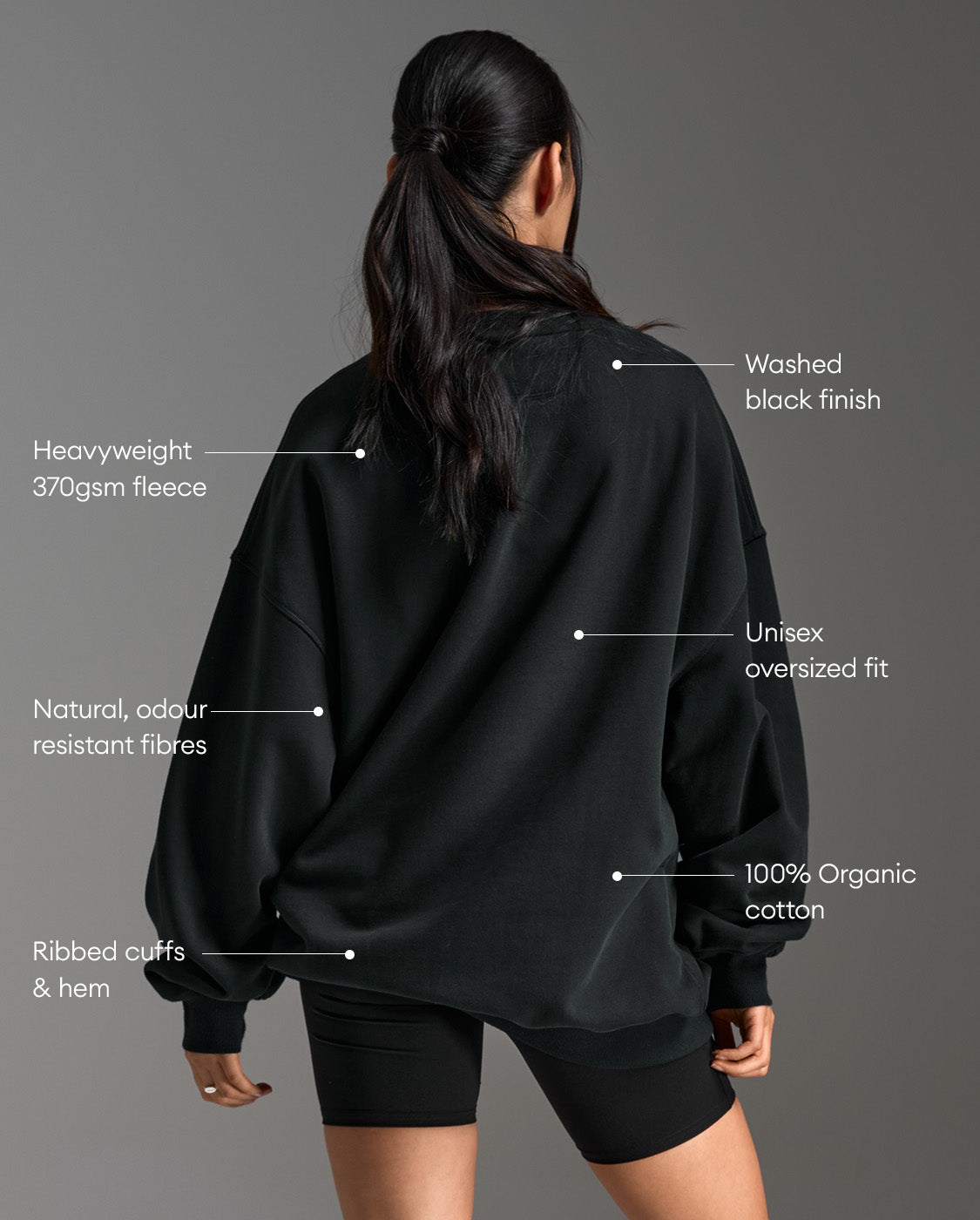 2xu-ez-oversized-organic-cotton-crew-nera-felpa-larga image 2