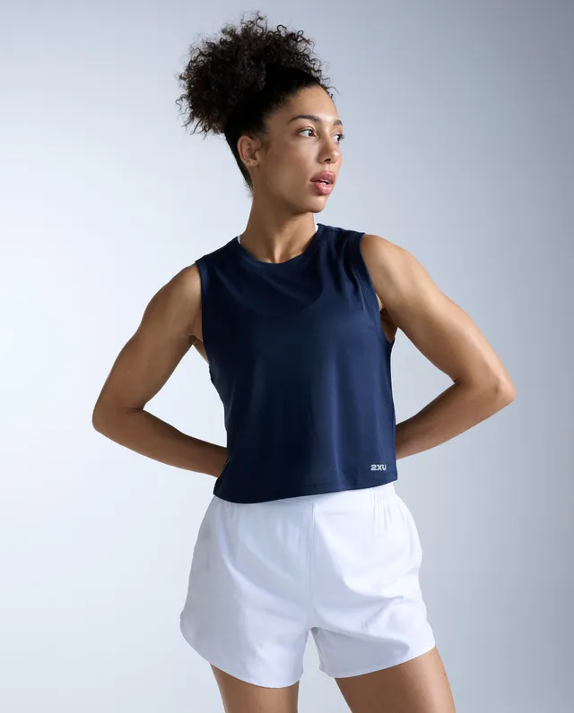 2xu-aero-mesh-crop-tank-canotta-running-donna-blu image 1