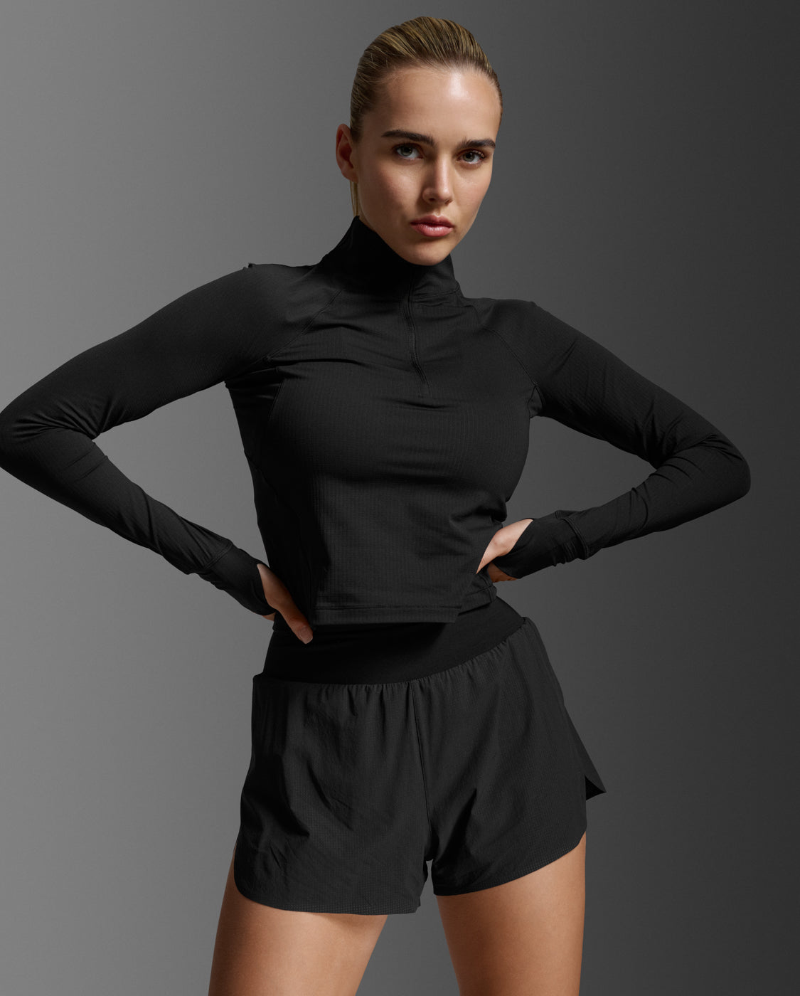 2xu-aero-waffle-1-2-zip-donna-running-nero-slim image 1