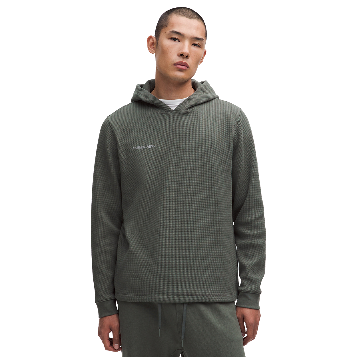bauer-x-lululemon-felpa-cappuccio-waffle-knit-uomo-slim-fit image 1