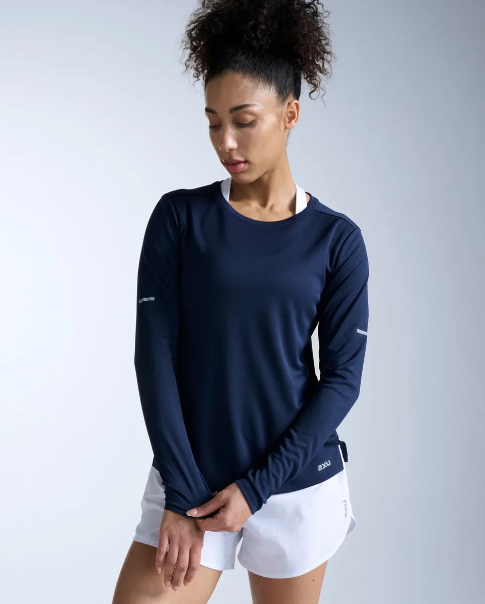 2xu-aero-long-sleeve-blu-maglia-running-manica-lunga-slim image 1