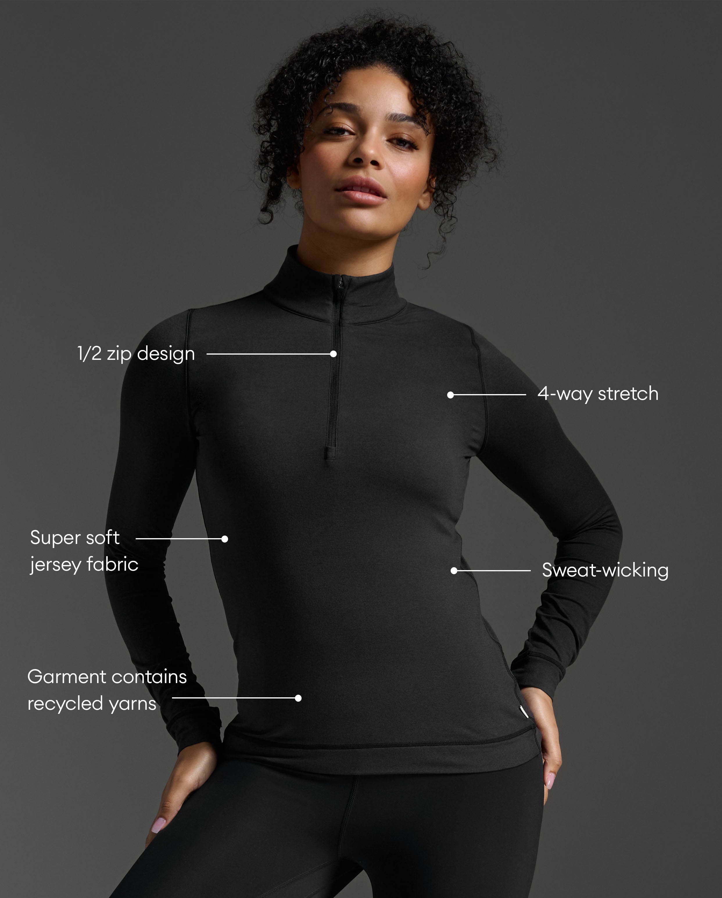 2xu-flex-felpa-mezza-zip-manica-lunga-donna-nero image 2
