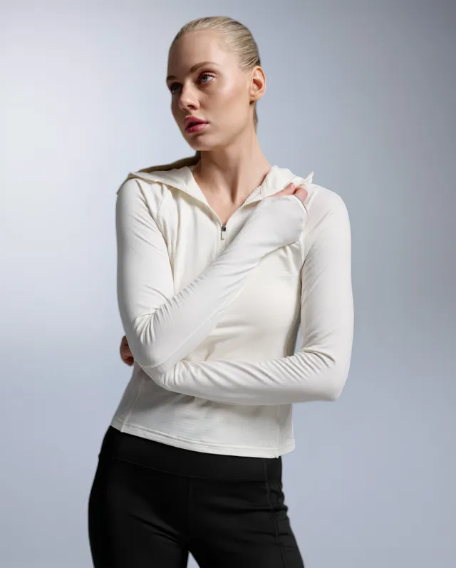2xu-ignition-grid-felpa-hoodie-1-2-zip-donna-bianco image 1