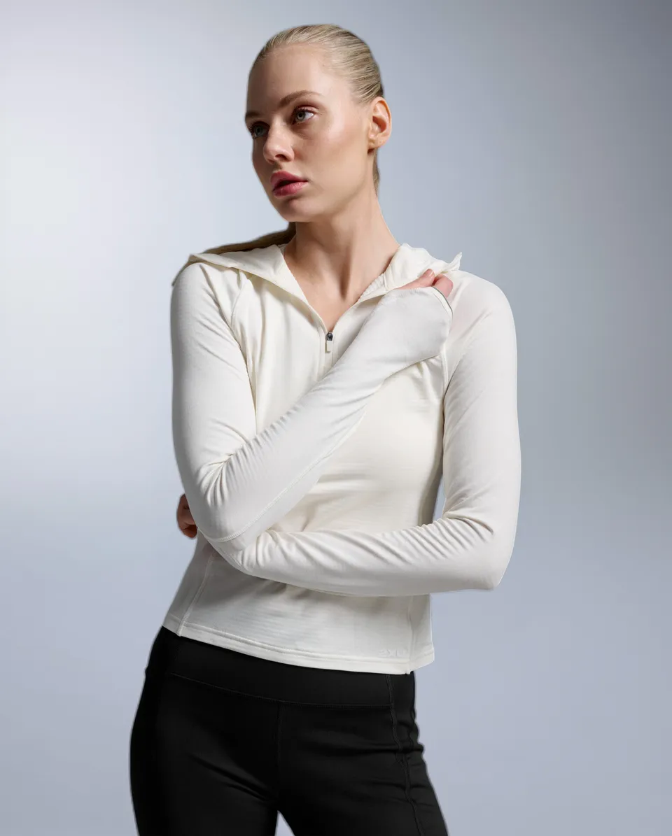 2xu-ignition-grid-felpa-hoodie-1-2-zip-donna-bianco image 1